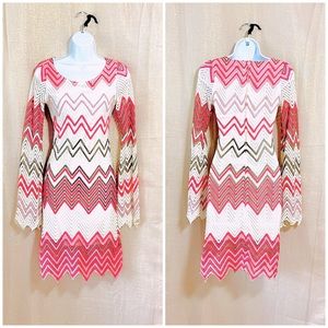 Pookie & Sebastian Chevron Lace With Lining Dress